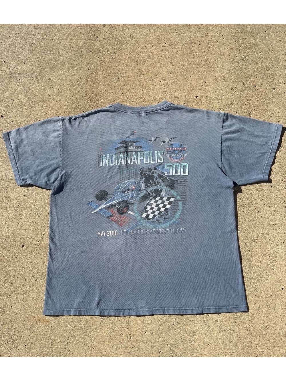 2010 Indianapolis 500 Distressed Faded Racing Tee Anvil XL